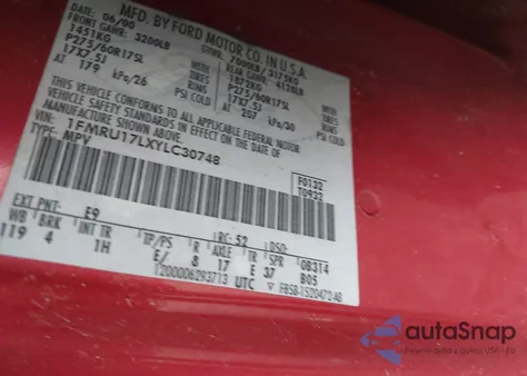 2000 Ford Expedition Eddie Bauer из США, поврежденный, VIN 1FMRU17LXYLC30748